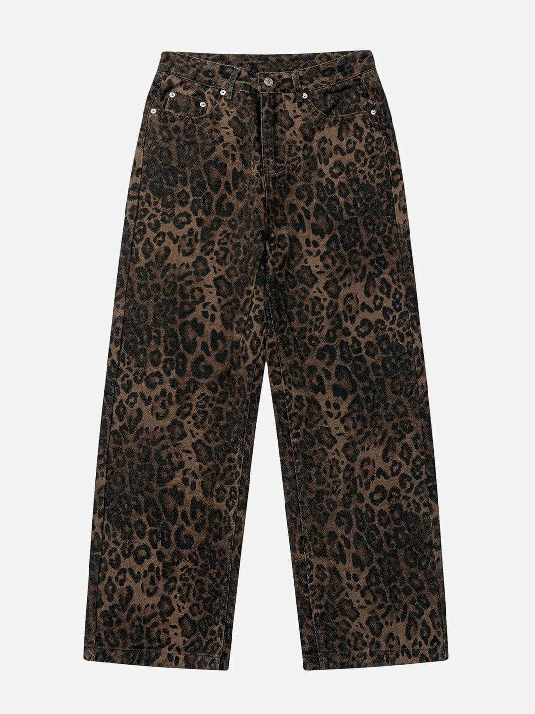 Leopardtryck Vid Denimbyxa