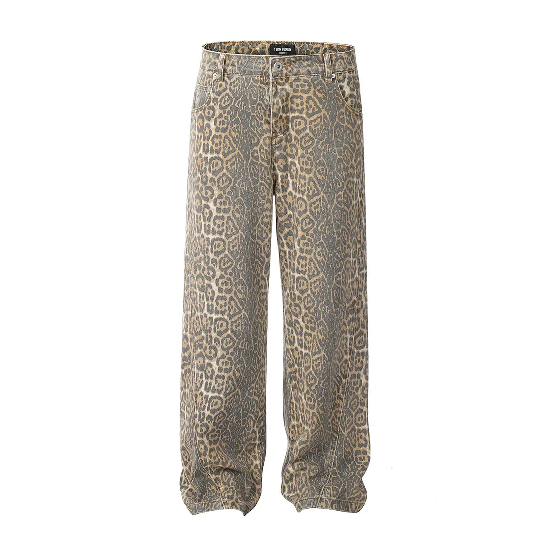 Leopardtryck Vid Denimbyxa